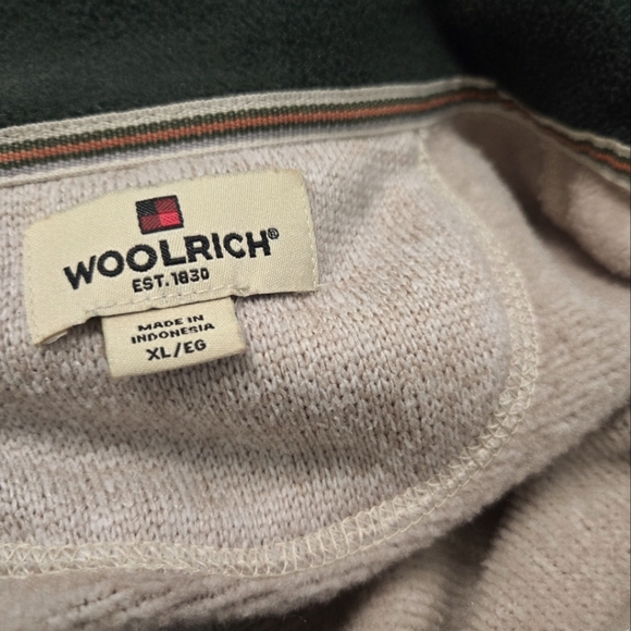 Woolrich Mens Pullover Quarter Zip Beige Outdoor Hiking Sweater XL - Picture 2 of 5